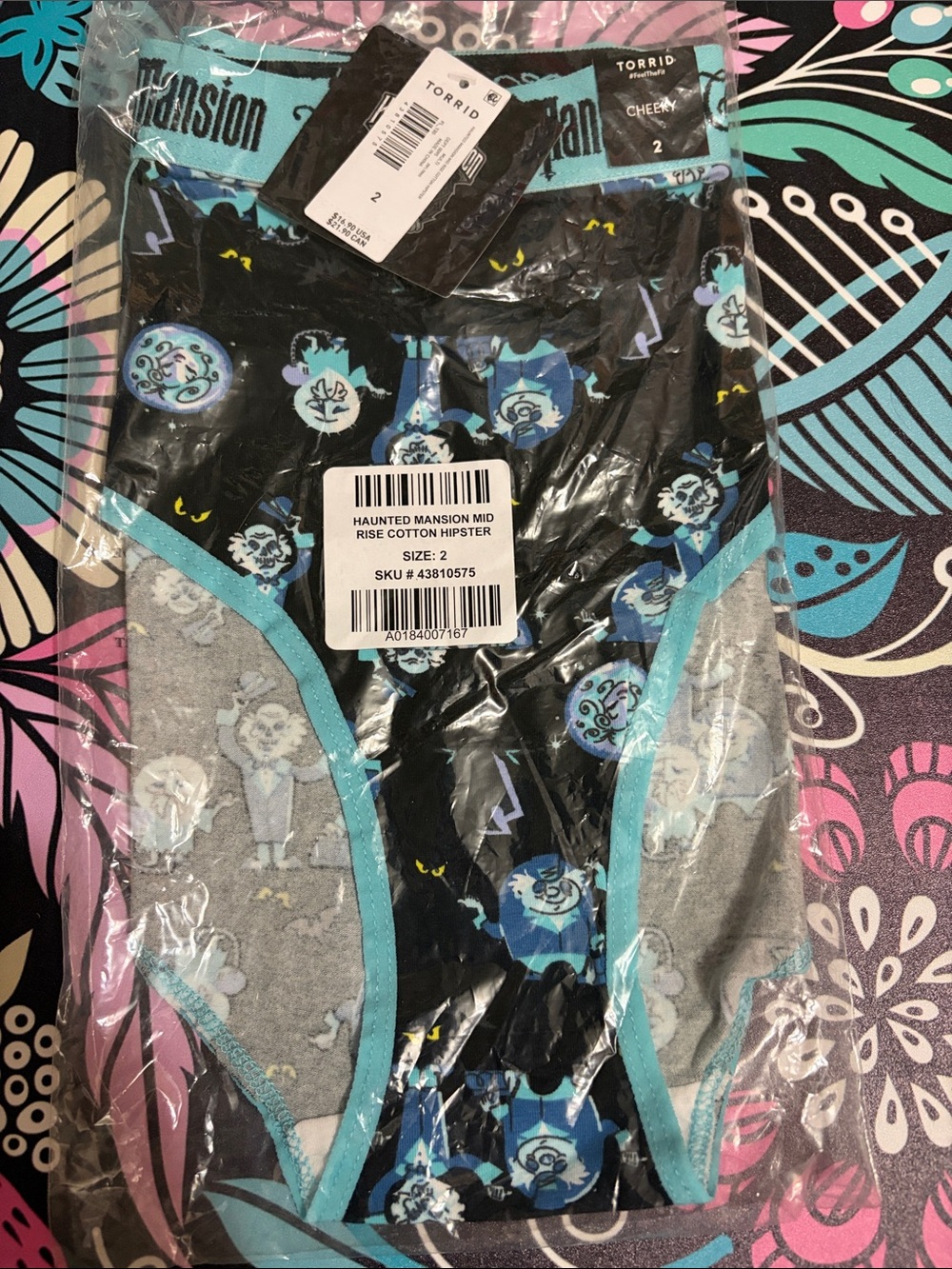 torrid Black & Teal Haunted Mansion Cotton Cheeky Panties
